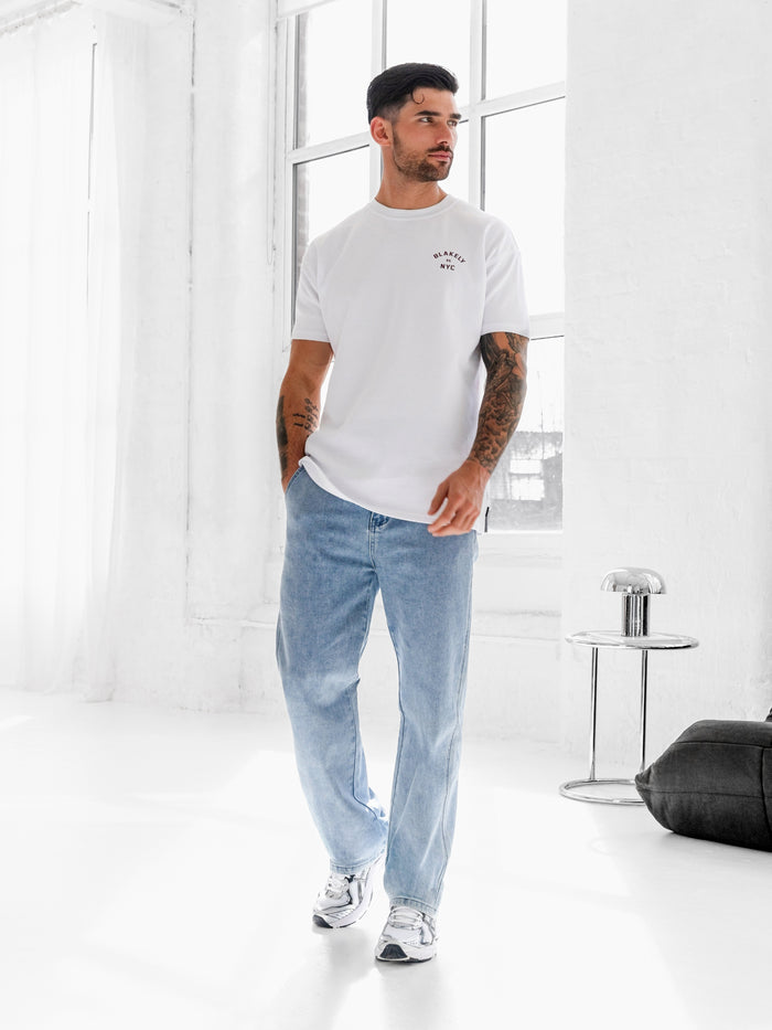 NYC Relaxed T-Shirt - White & Dark Burgundy
