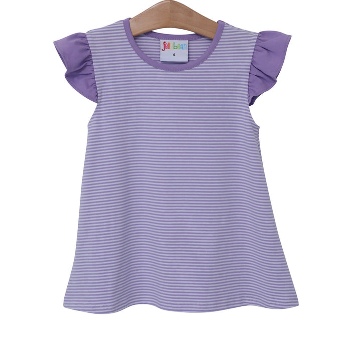 Olivia Flutter Dress- Lavender Stripe