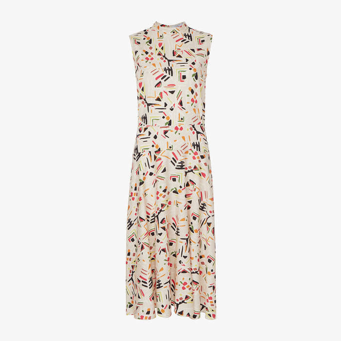 packshot image of the oona dress in rhythm print