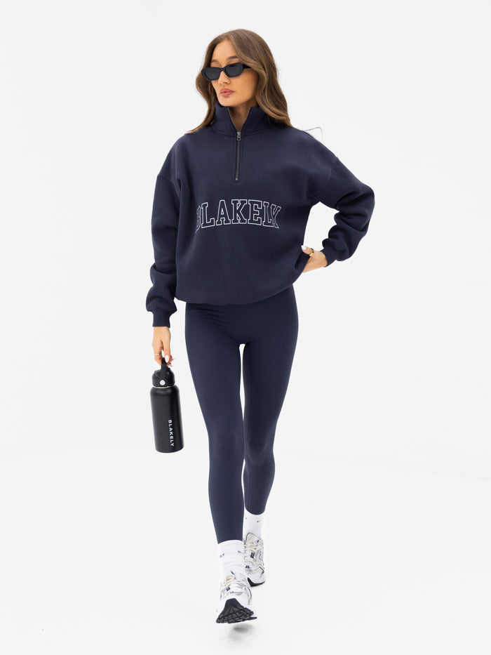 Outline Varsity 1/4 Zip Jumper - True Navy