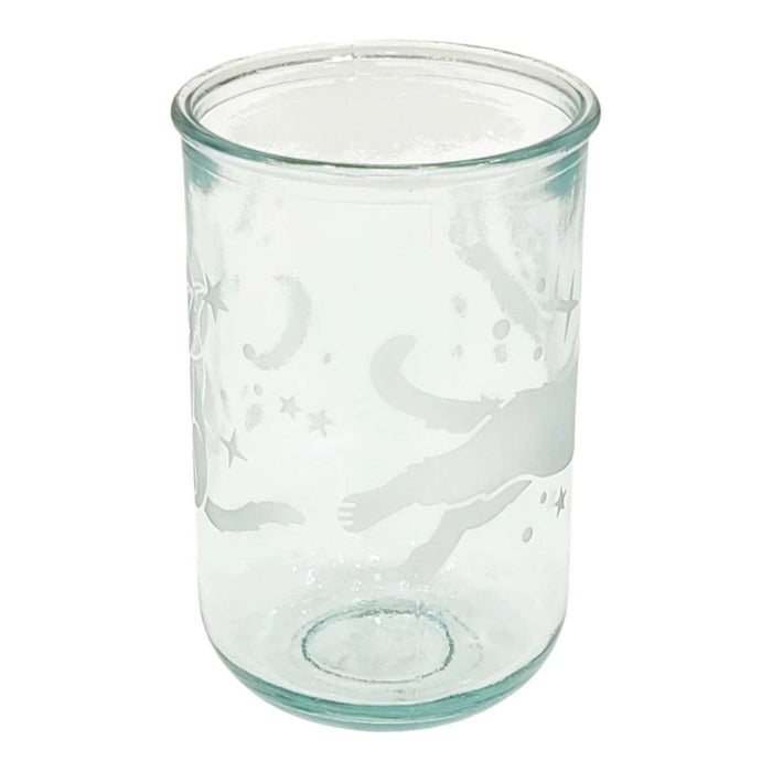 Recycled Glass Tumbler - Tall - Astronaut Cats Rustic by Bread and Badger