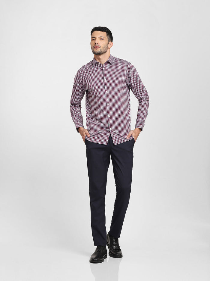 Red Check Formal Full Sleeves Shirt