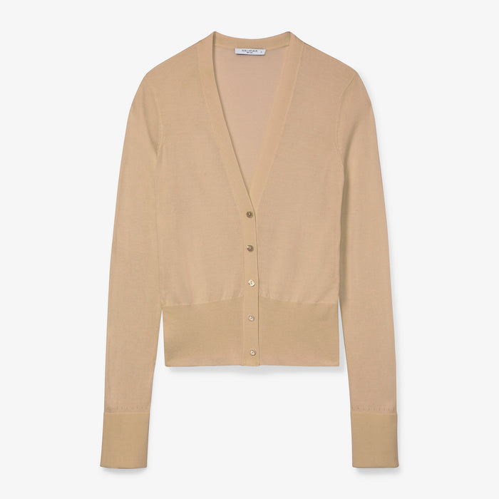 packshot image of the delphine top in camel