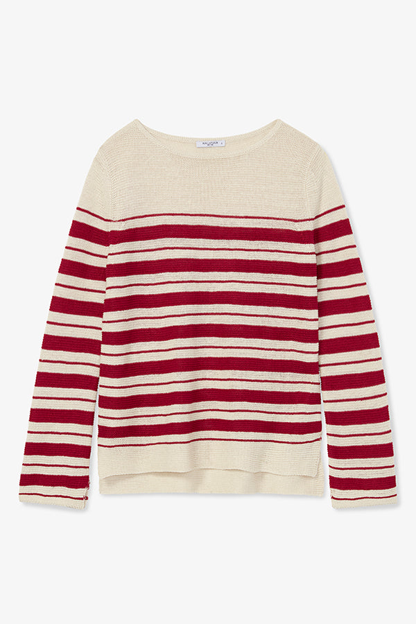 Packshot image of the Samara Sweater in Crimson / Ivory | Still | Exclude