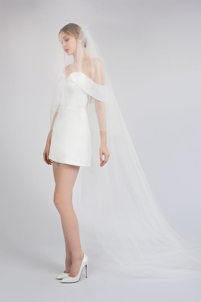 Short Satin Wedding Dress Maggie With Open Shoulders