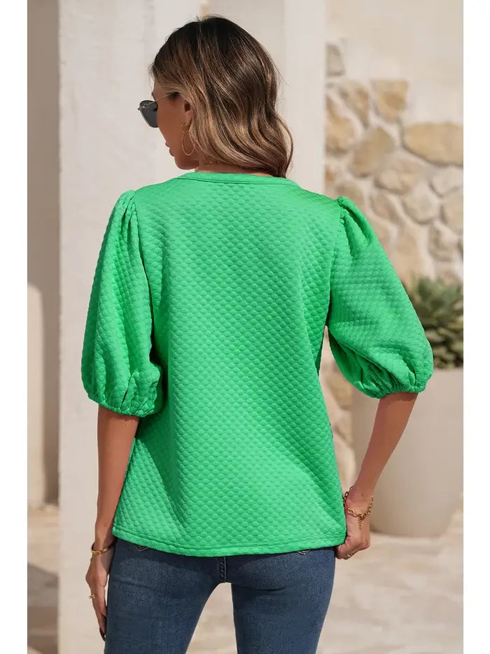 Textured in Green Blouse