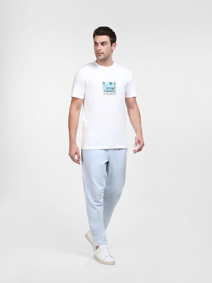 White Graphic Print Crew Neck T-Shirt