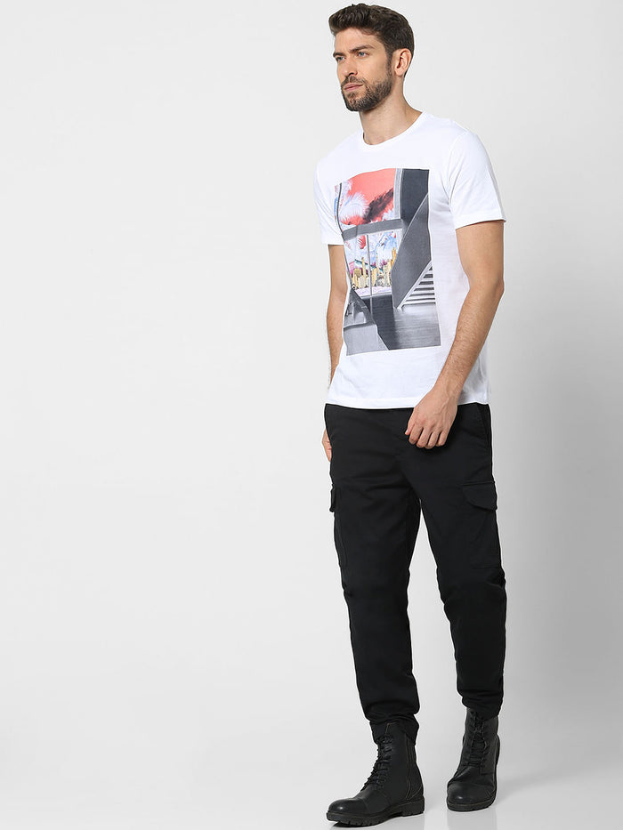 White Organic Cotton Graphic Crew Neck T-Shirt