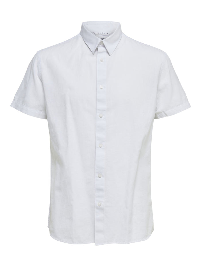 White Organic Cotton & Linen Blend Half Sleeves Shirt
