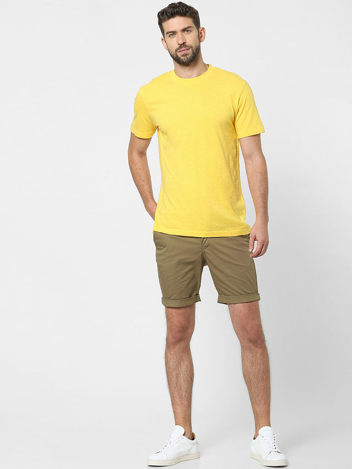 Yellow Organic Cotton Crew Neck T-Shirt
