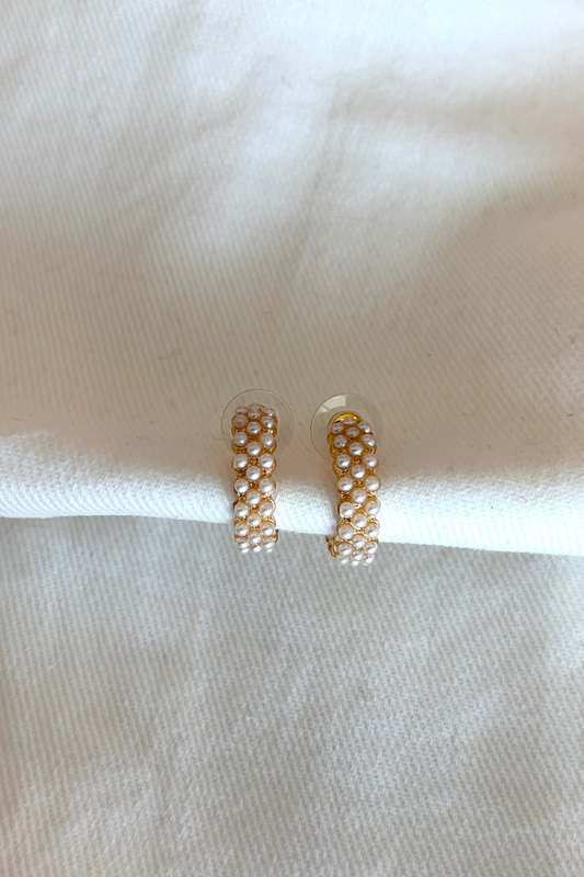 Pearl Bloom Hoops, adeline boutique, dallas boutique, boutique