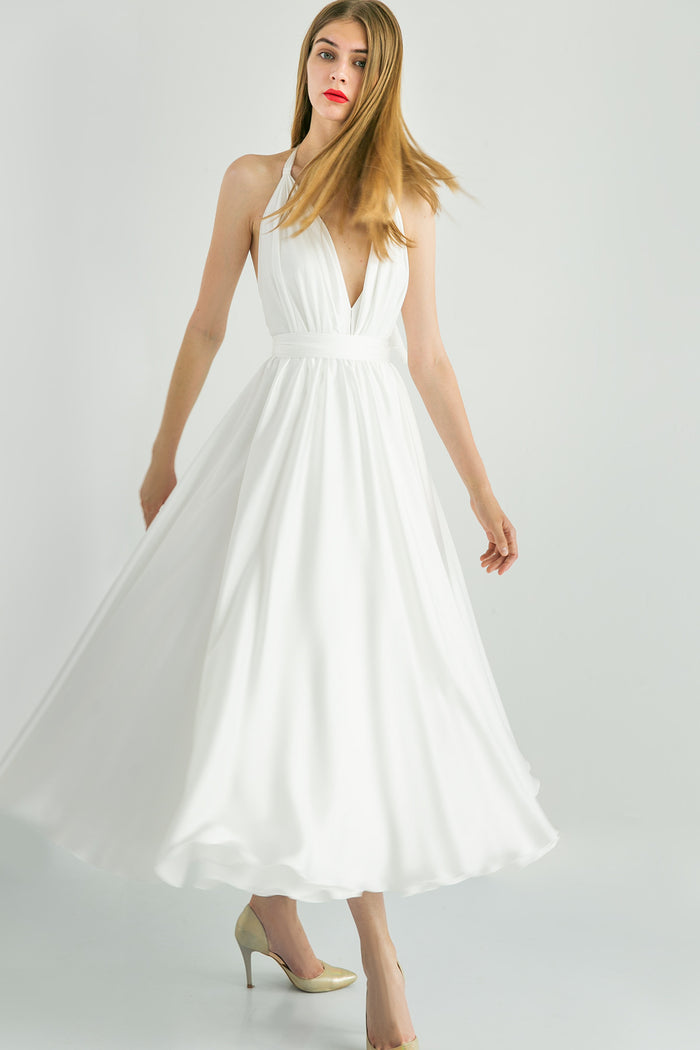 A-LINE MIDI HALTER NECK WEDDING DRESS KASSANDRA