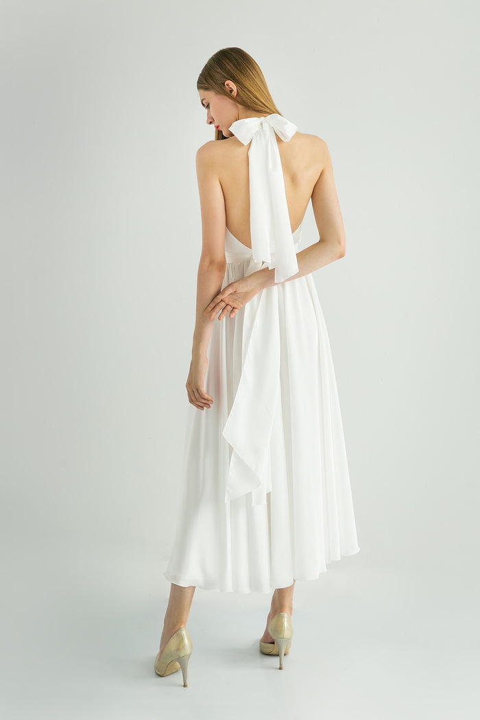 A-LINE MIDI HALTER NECK WEDDING DRESS KASSANDRA