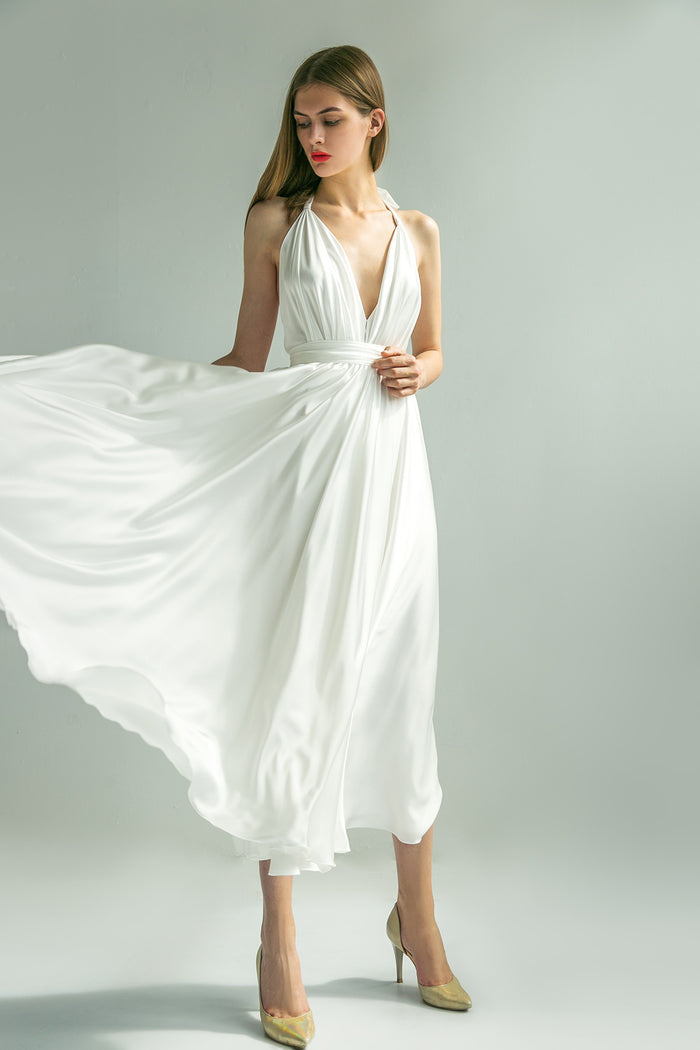 A-LINE MIDI HALTER NECK WEDDING DRESS KASSANDRA