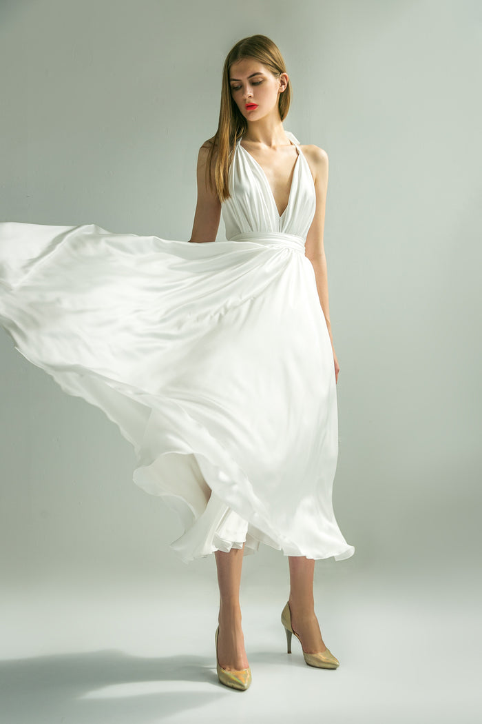A-LINE MIDI HALTER NECK WEDDING DRESS KASSANDRA