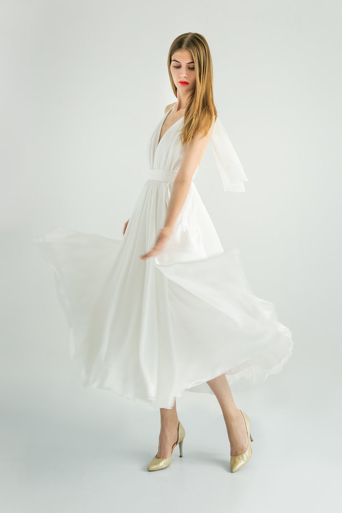 A-LINE MIDI HALTER NECK WEDDING DRESS KASSANDRA