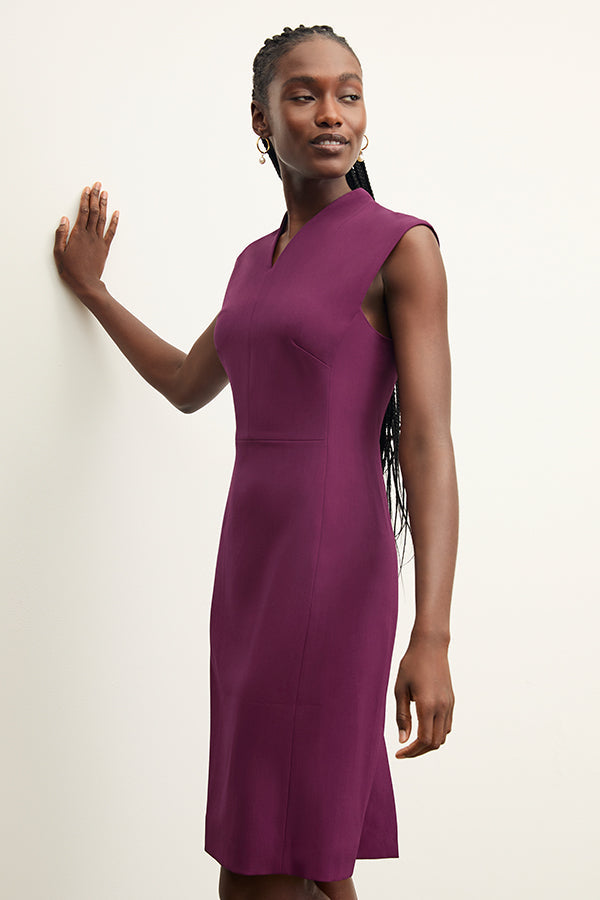 front image of a woman wearing the aditi dress in plumberry | Exclude | Grid