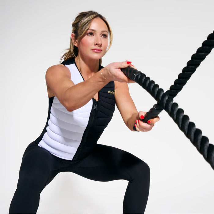 Aion Women's Workout Vest | Black/White Split