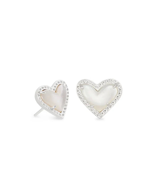 Ari Heart Silver Stud Earrings