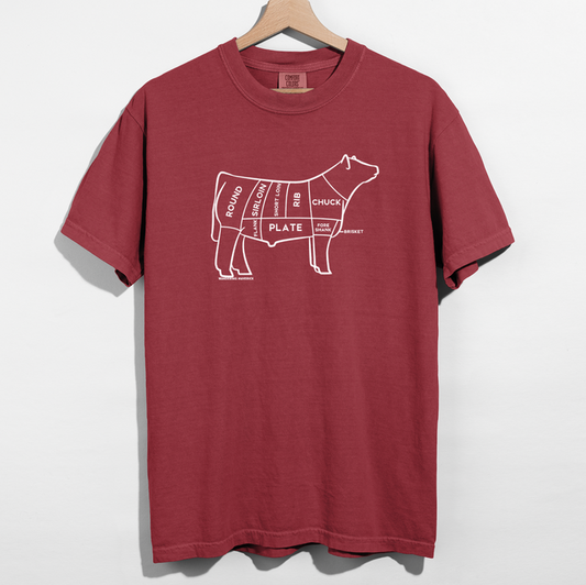 Beef Cuts White Ink– Comfort Colors T-Shirt