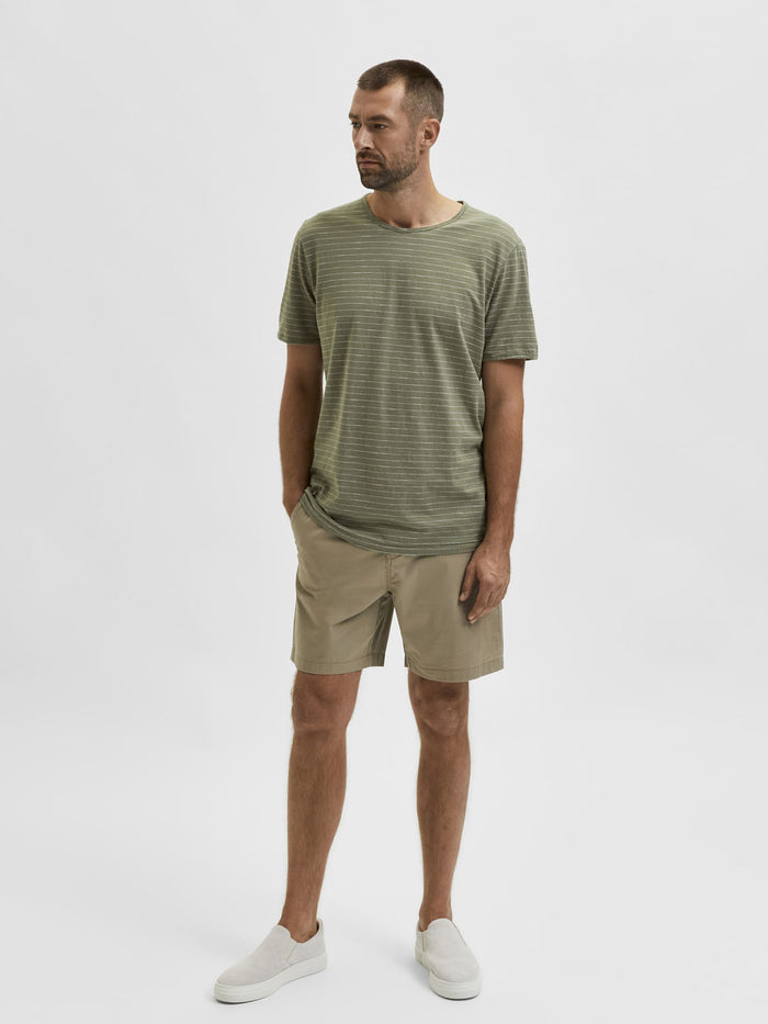 Beige Comfort Fit Chino Shorts