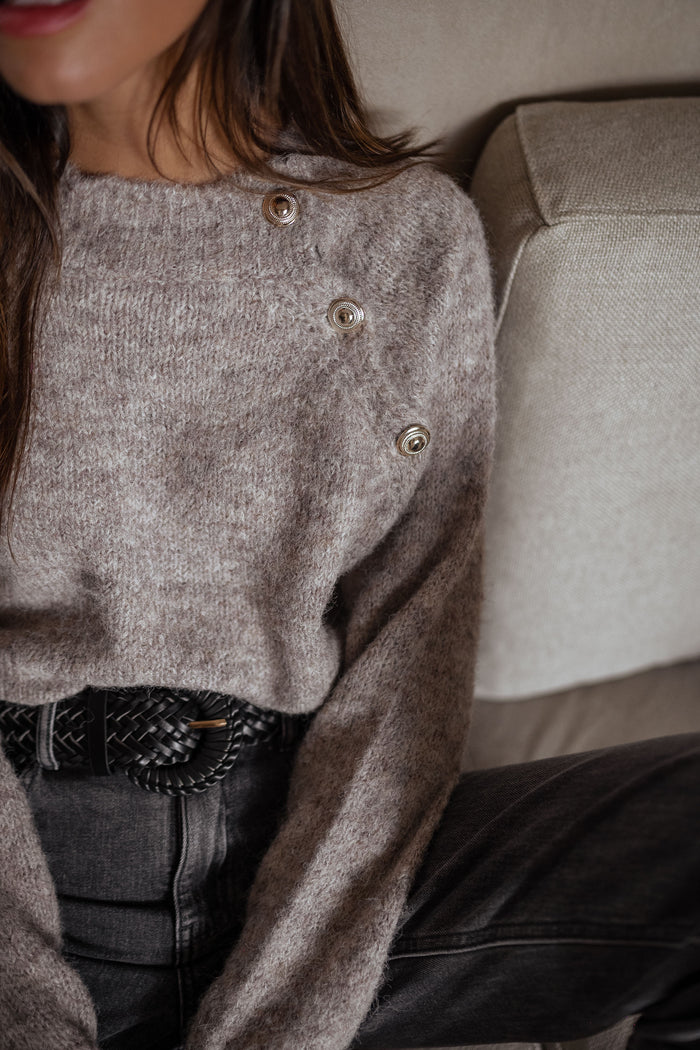 Beige sweater styled look