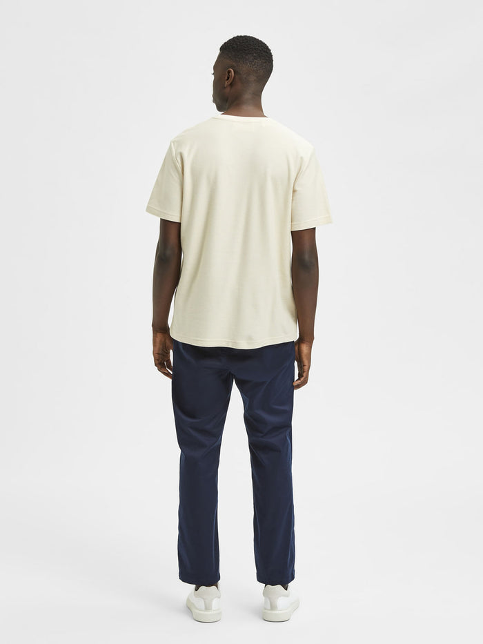 Beige Logo Print Crew Neck T-Shirt