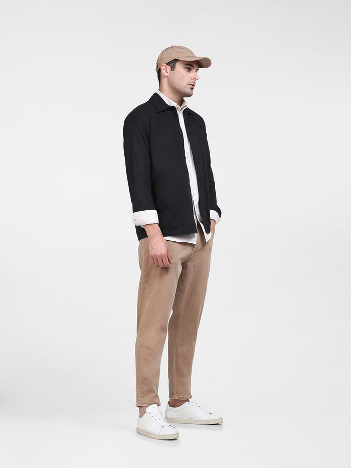 Beige Mid Rise Organic Cotton Relaxed Jeans