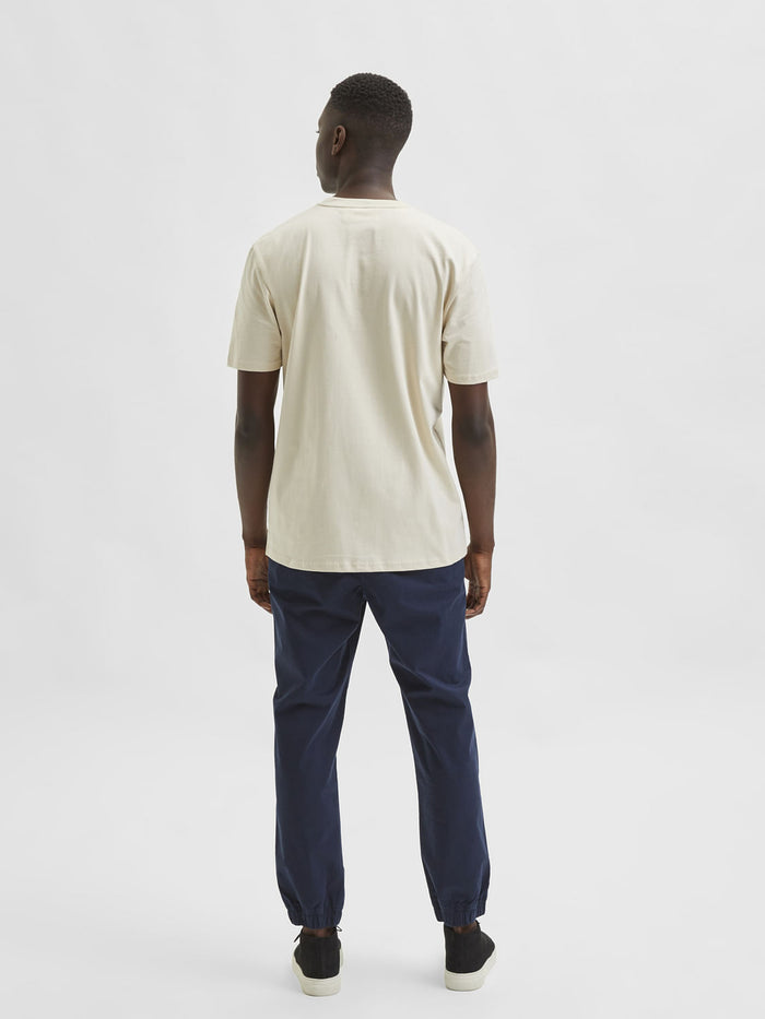 Beige Organic Cotton Crew Neck T-Shirt