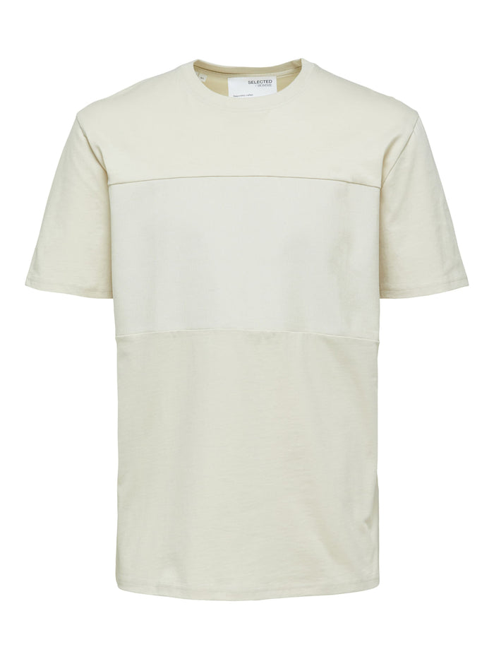 Beige Organic Cotton Crew Neck T-Shirt