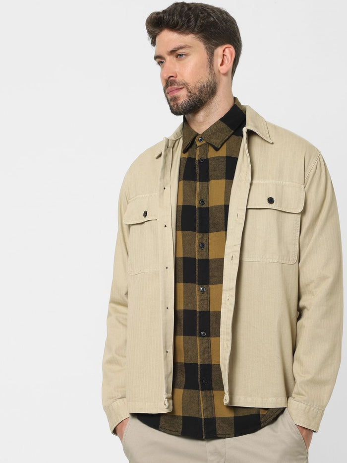 Beige Organic Cotton Overshirt
