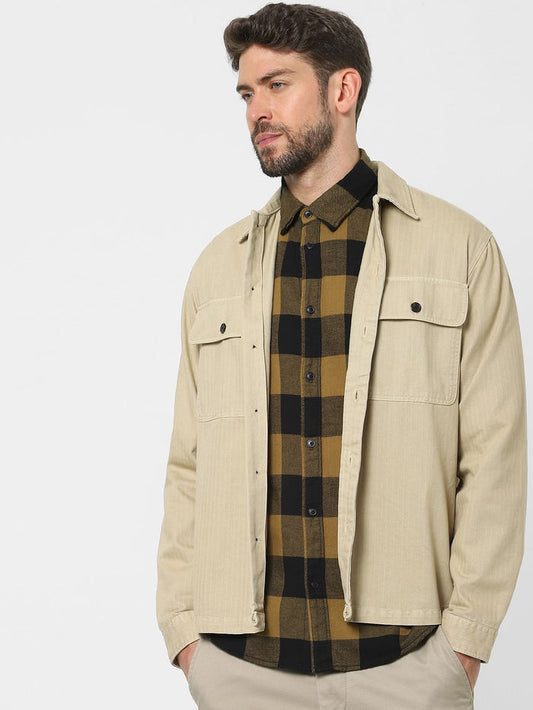 Beige Organic Cotton Overshirt