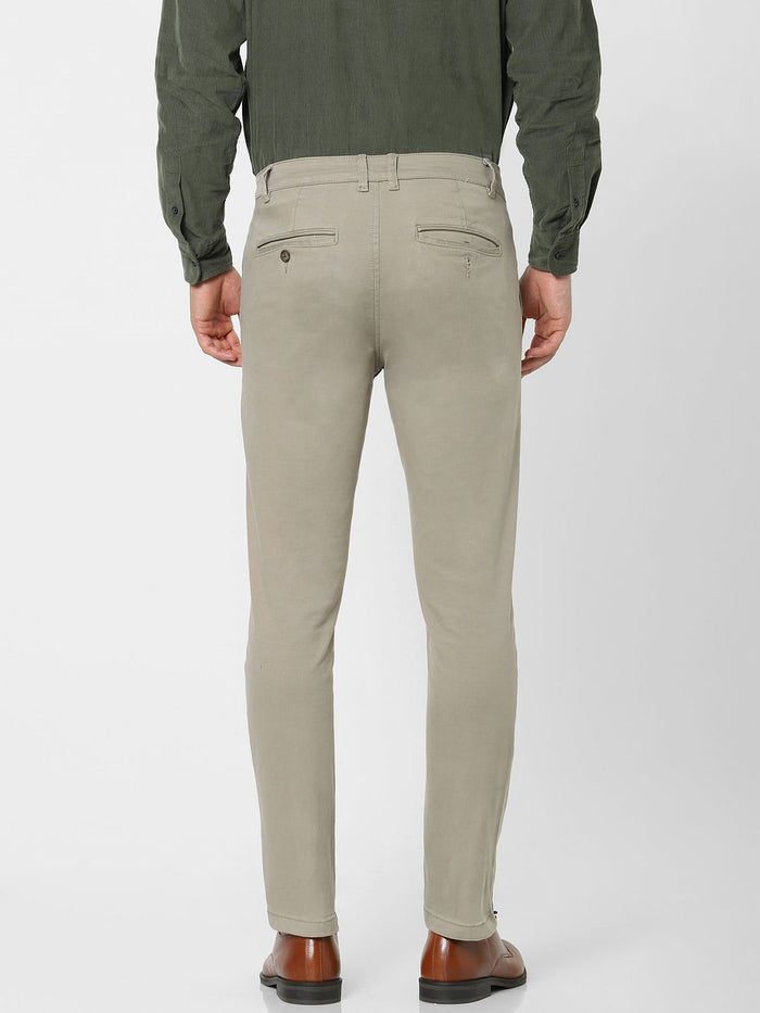 Beige Organic Cotton Slim Fit Chinos