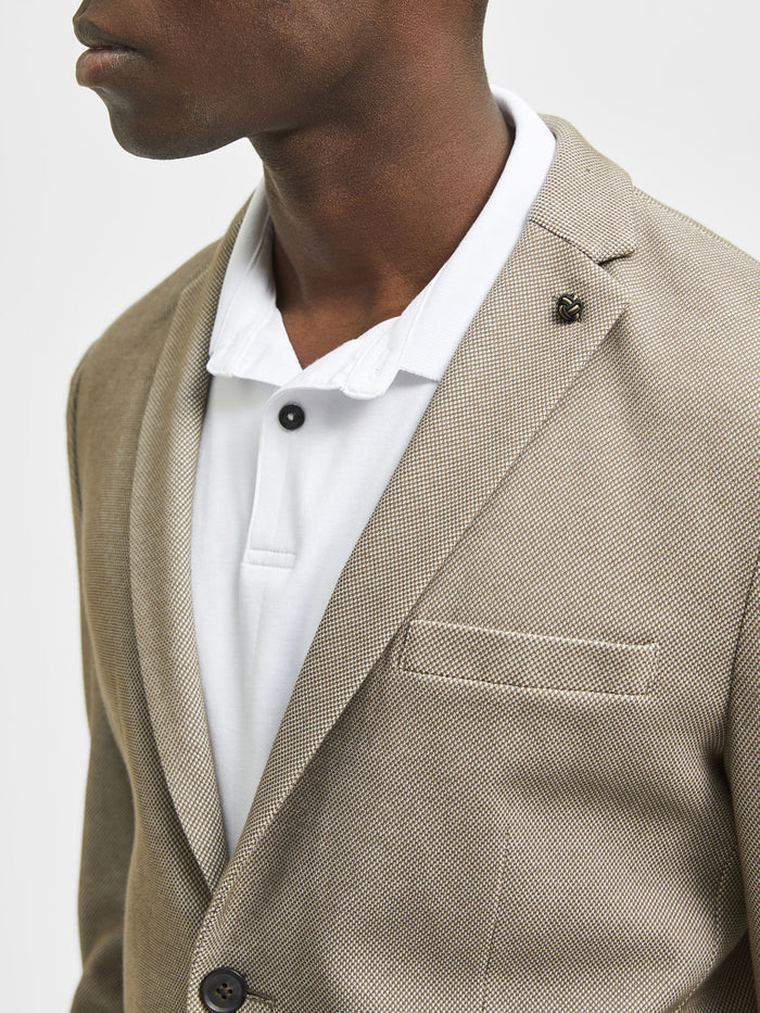 Beige Slim Fit Formal Blazer