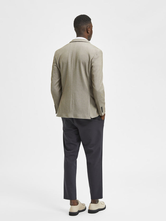 Beige Slim Fit Formal Blazer