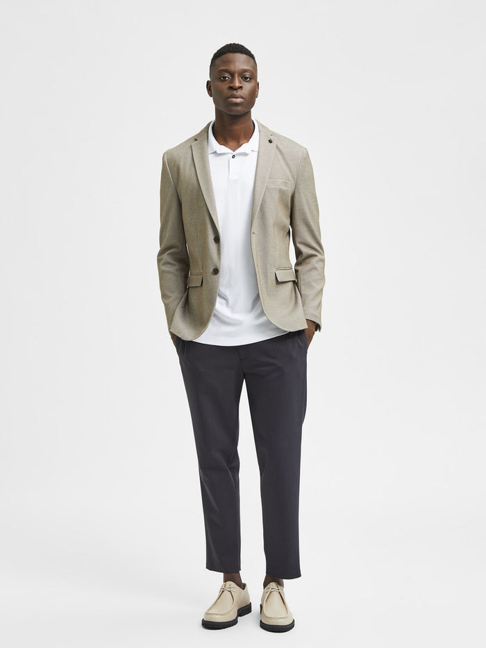 Beige Slim Fit Formal Blazer