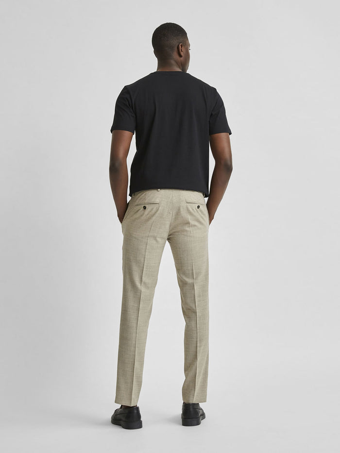 Beige Slim Fit Suit Trousers
