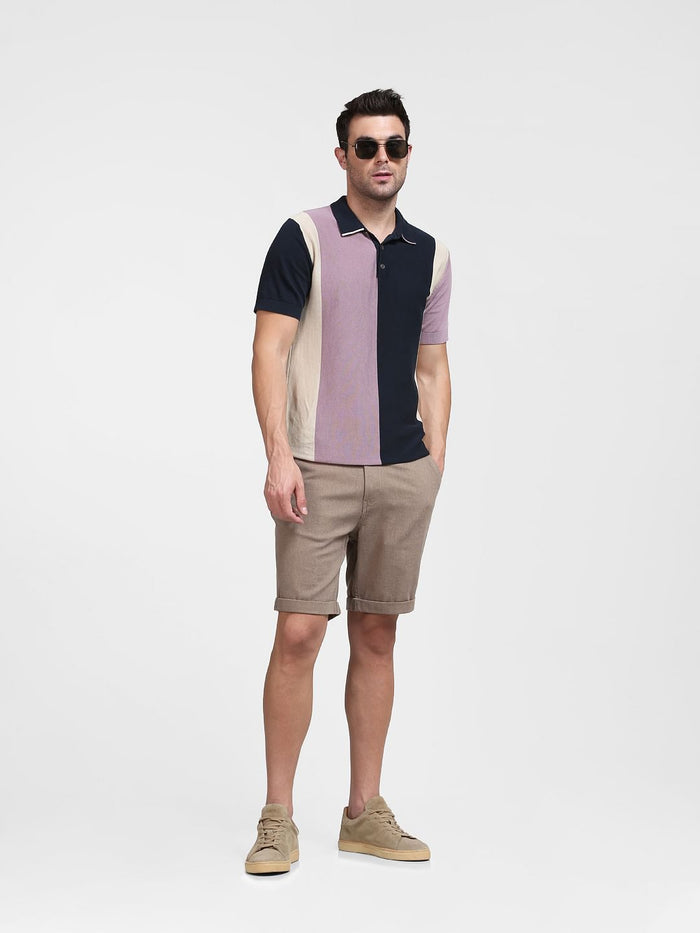 Beige Solid Chino Shorts