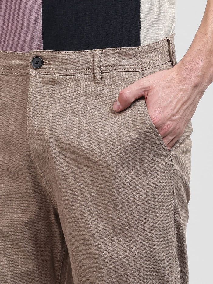 Beige Solid Chino Shorts