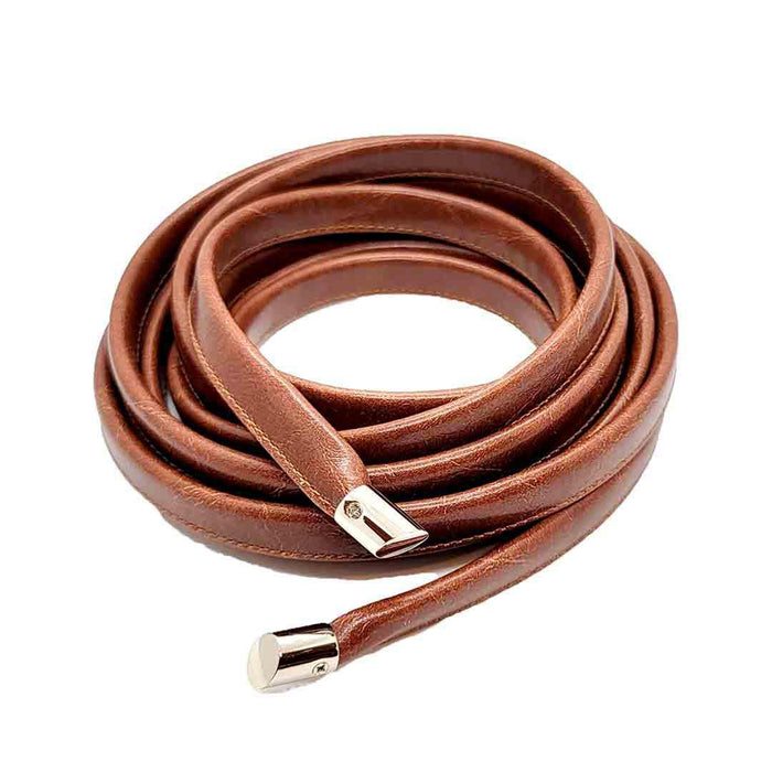 Belts - Skinny Wrap Belt Vegan Leather (Ale Brown) by Crystalyn Kae