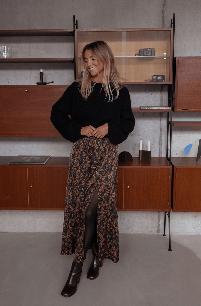 Dark floral maxi skirt