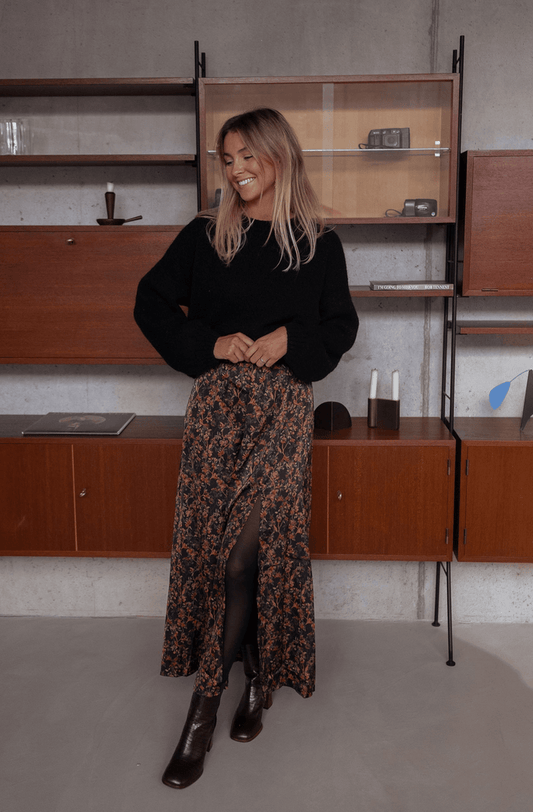 Dark floral maxi skirt