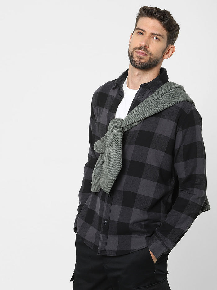 Black Check Organic Cotton Full Sleeves Shirt