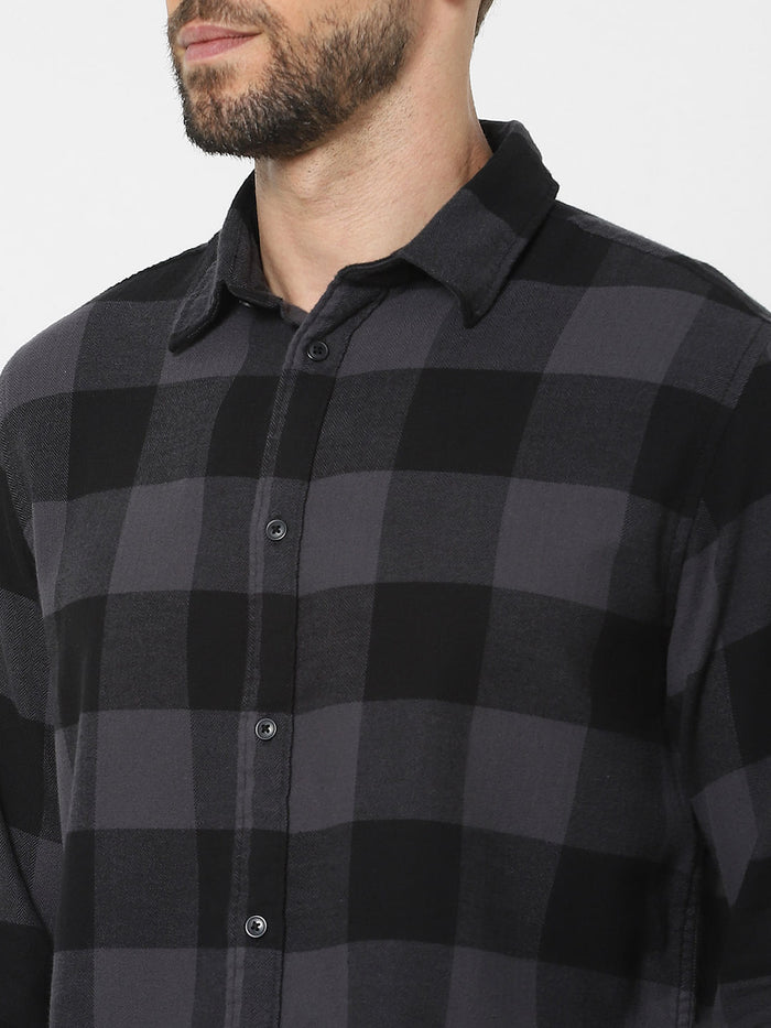 Black Check Organic Cotton Full Sleeves Shirt