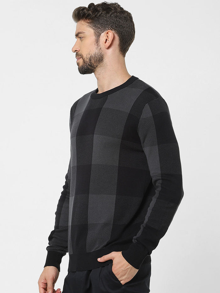 Black Check Organic Cotton Pullover