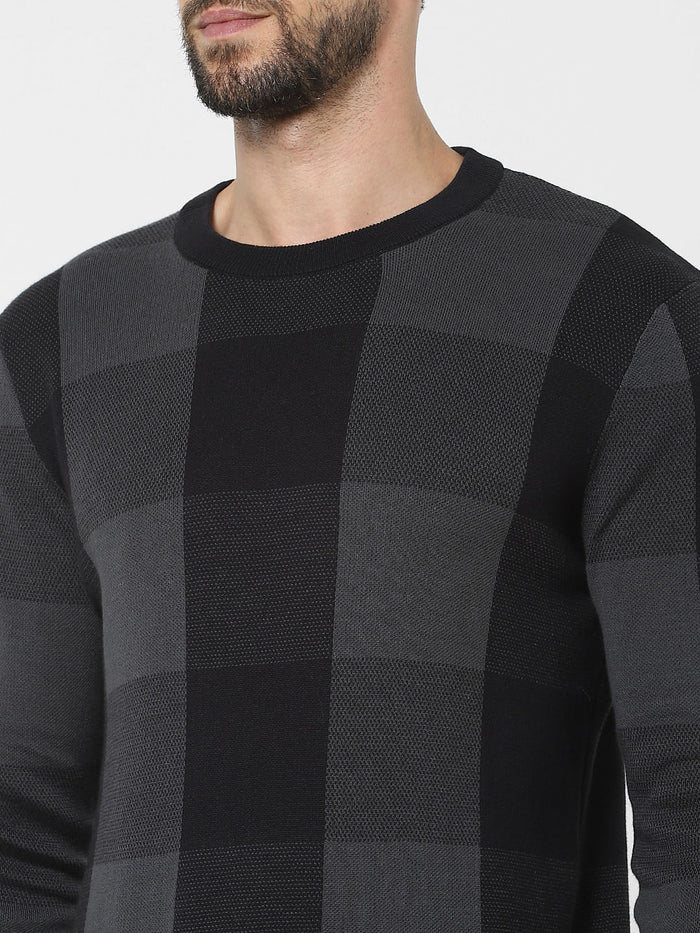 Black Check Organic Cotton Pullover