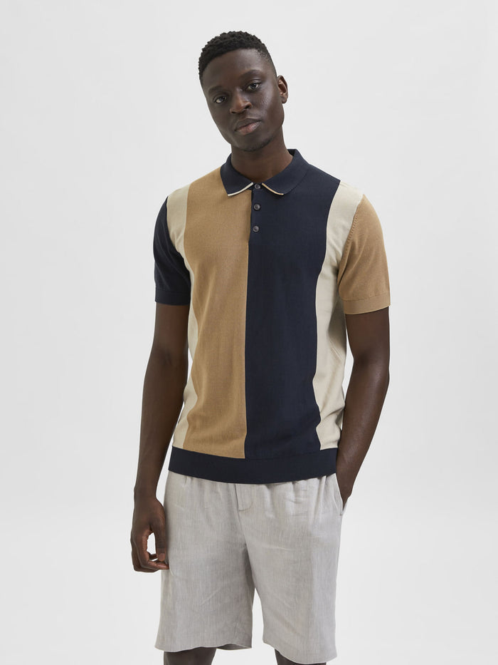 Black Colourblocked Polo Neck T-Shirt
