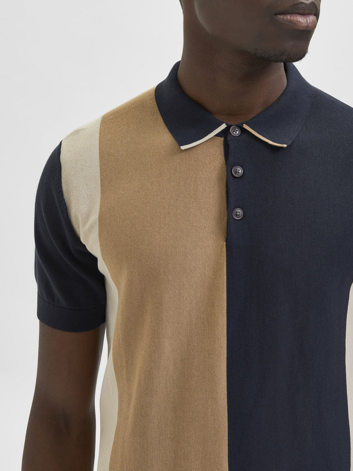 Black Colourblocked Polo Neck T-Shirt