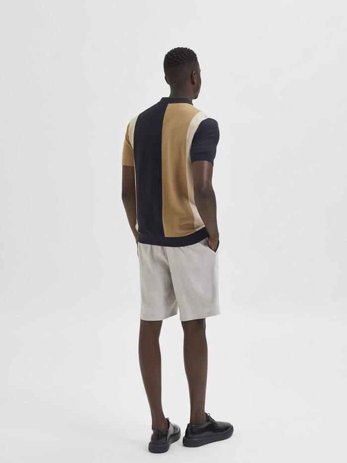 Black Colourblocked Polo Neck T-Shirt