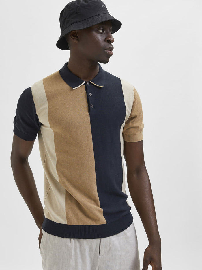 Black Colourblocked Polo Neck T-Shirt